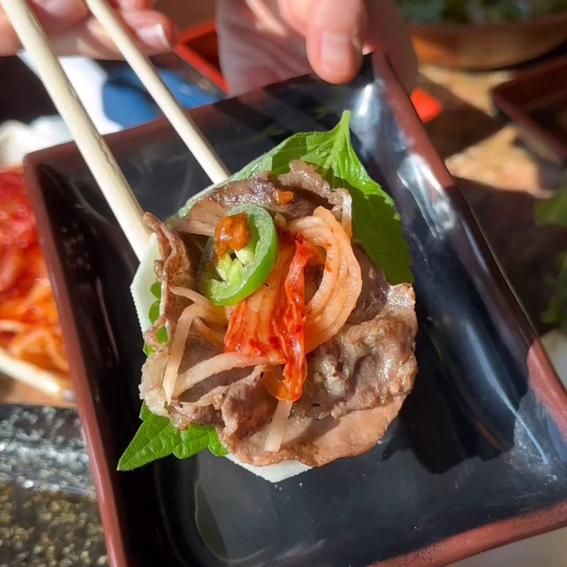 The new way of SSAM LETTUCE+SESAME leaves+KBBQ😋