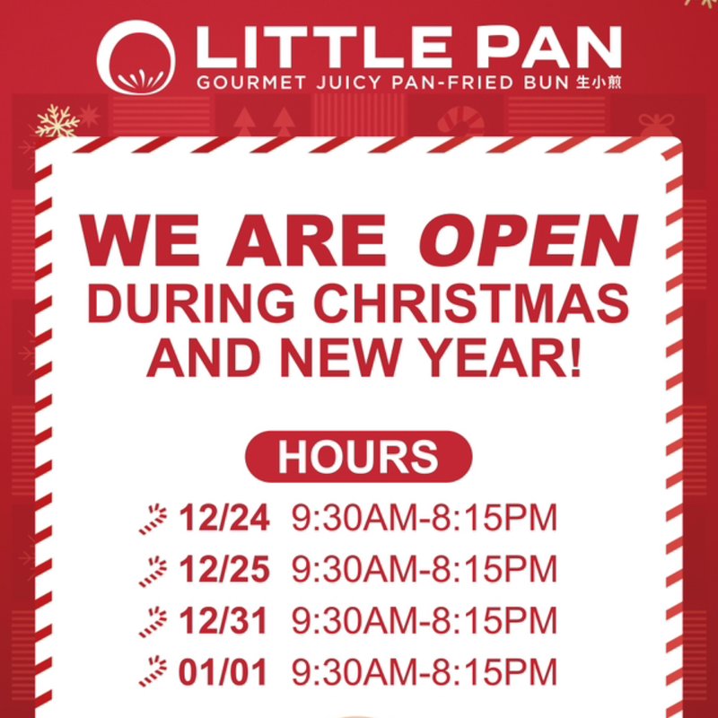 We are open during Christmas and New Year!