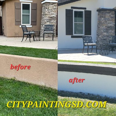 Exterior Project in Eastlake Chula Vista Ca. - This project was completed with pre priming the entire house and back rolling it also adding two coats back rolled on of Premium paint we also added a stucco accent decoration over the stucco pony wall. the clients were very happy and now they have the nicest looking house on the Block.