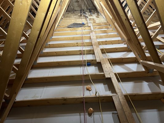 Attic insulation project - This project is an attic that needed vent baffles, air sealing of ceiling gaps and then add R-49 blown in insulation Attic insulation project - This project is an attic that needed vent baffles, air sealing of ceiling gaps and then add R-49 blown in insulation