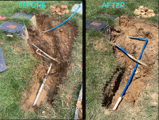 Water Meter Switch - This client had an Ag meter installed to reduce their irrigation water bill. We converted the sprinkler mainline from the house water to the new meter. Their home water was off for a total of 5 minutes. Water Meter Switch - This client had an Ag meter installed to reduce their irrigation water bill. We converted the sprinkler mainline from the house water to the new meter. Their home water was off for a total of 5 minutes.