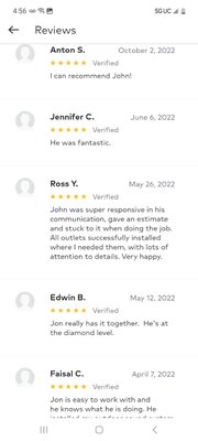 Reviews from another platform (we're new to Yelp!) - Screenshots from another app to assure you of our good reputation. We have perfect 5-star reviews there, and aim tp keep it that way here too! Reviews from another platform (we're new to Yelp!) - Screenshots from another app to assure you of our good reputation. We have perfect 5-star reviews there, and aim tp keep it that way here too!
