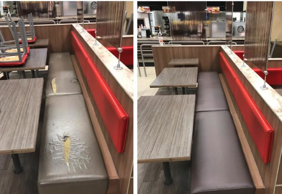 Restaurant Booth and Banquette Repair - Furniture in the commercial market is exposed to a lot of abuse. Everyday use can quickly deteriorate its overall appearance and in time, its usability. The replacement of furniture and chairs in an office, restaurant and bar seating, theatre seats or fitness center equipment is not always the most cost-effective option. Restoration and repair by Fibrenew offers a much more economical alternative. Restaurant Booth and Banquette Repair - Furniture in the commercial market is exposed to a lot of abuse. Everyday use can quickly deteriorate its overall appearance and in time, its usability. The replacement of furniture and chairs in an office, restaurant and bar seating, theatre seats or fitness center equipment is not always the most cost-effective option. Restoration and repair by Fibrenew offers a much more economical alternative.