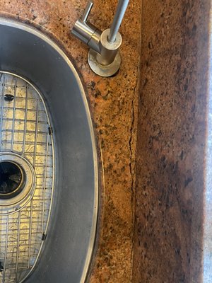Kitchen Granite Countertops Repair Project - Repair of a cracked granite countertop around sink area!! Kitchen Granite Countertops Repair Project - Repair of a cracked granite countertop around sink area!!