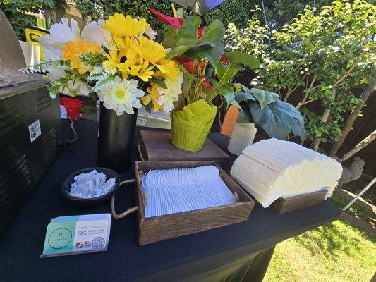Catering For A Party Of 50 Guests - For Only $750+ Tax This package includes unlimited tacos, quesadillas, rice and beans with 3 hours of catering services with your choice of 3 meats 3 beverages.  Salsa bar & toppings, chips, plates, cups and silverware included.