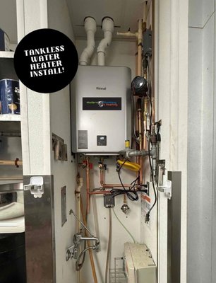 Rinnai Tankless Water Heater Installation - Twin Cities MN - We installed a new high-efficiency tankless water heater for this homeowner to replace their aging traditional tank unit. The customer wanted endless hot water, improved energy efficiency, and a cleaner mechanical room layout.
Our team removed the existing water heater, upgraded the gas line to meet manufacturer specifications, installed new venting, reconfigured water connections, and completed full system testing to ensure proper performance and safety.
Tankless water heaters provide on-demand hot water, lower energy usage, and longer system life compared to standard tank systems.
Modern Plumbing & Heating is licensed and insured, proudly serving the Twin Cities and surrounding Minnesota communities. If you’re considering a tankless water heater installation or replacement, give us a call to discuss your options. Rinnai Tankless Water Heater Installation - Twin Cities MN - We installed a new high-efficiency tankless water heater for this homeowner to replace their aging traditional tank unit. The customer wanted endless hot water, improved energy efficiency, and a cleaner mechanical room layout.
Our team removed the existing water heater, upgraded the gas line to meet manufacturer specifications, installed new venting, reconfigured water connections, and completed full system testing to ensure proper performance and safety.
Tankless water heaters provide on-demand hot water, lower energy usage, and longer system life compared to standard tank systems.
Modern Plumbing & Heating is licensed and insured, proudly serving the Twin Cities and surrounding Minnesota communities. If you’re considering a tankless water heater installation or replacement, give us a call to discuss your options.