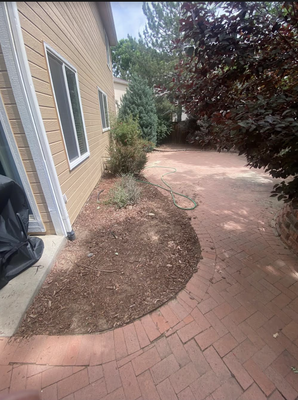 New Mulch and Weed Barrier - This backyard had been torn up by animals and had not gotten new mulch or rock in 15+ years, so we tore everything up and replaced the weed barrier and added new mulch and rock. Call now to book your service! New Mulch and Weed Barrier - This backyard had been torn up by animals and had not gotten new mulch or rock in 15+ years, so we tore everything up and replaced the weed barrier and added new mulch and rock. Call now to book your service!