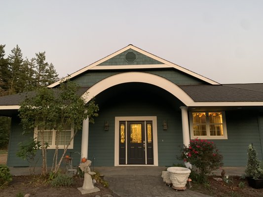 Exterior House Painting - Colors/products
Body: Superpaint flat Sw6222 Riverway superpaint 
Accent: SuperDeck Sw6222 Riverway
Trim: Lattiude Satin White
Front door: Latitude Satin SW7076 Cyberspace