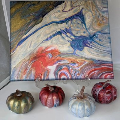 Virtual Team Building - Get ready to unleash your creativity and connect with your colleagues from the comfort of your own home! Our virtual team-building event will feature the exciting and engaging art of acrylic pouring. Each participant will receive a package filled with everything they need to create stunning abstract pieces, including gloves, an apron, a tablecloth, paints, and pouring mediums.
During the event, our expert instructors will guide you through the process virtually, providing step-by-step instructions and helpful tips to ensure everyone creates a beautiful piece of art. The instruction will last for 45 minutes, giving you plenty of time to explore your creative side and bond with your coworkers. Virtual Team Building - Get ready to unleash your creativity and connect with your colleagues from the comfort of your own home! Our virtual team-building event will feature the exciting and engaging art of acrylic pouring. Each participant will receive a package filled with everything they need to create stunning abstract pieces, including gloves, an apron, a tablecloth, paints, and pouring mediums.
During the event, our expert instructors will guide you through the process virtually, providing step-by-step instructions and helpful tips to ensure everyone creates a beautiful piece of art. The instruction will last for 45 minutes, giving you plenty of time to explore your creative side and bond with your coworkers.