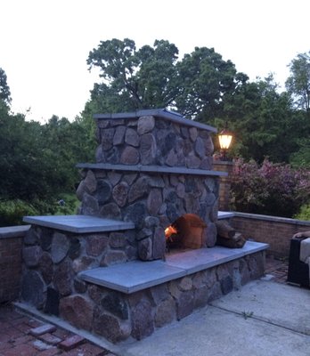Patio - Beautiful Brick Fireplace