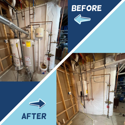 Tankless Water Heater Installation - We completed an exciting project involving the upgrade of a traditional tank water heater to a modern, energy-efficient tankless water heater.  
Our customer approached us with concerns about their aging water heater, including uneven water temperatures and high energy costs. After a thorough assessment, we recommended transitioning to a tankless water heater to provide on-demand hot water, improve efficiency, and reduce energy consumption.  
The installation process involved removing the old tank system and upgrading the plumbing and electrical connections to support the new tankless unit. Our skilled master plumber ensured every step was completed in compliance with building codes and safety standards. Once installed, the tankless water heater immediately delivered consistent hot water and improved the home's overall energy efficiency.  
Our customer was thrilled with the results, noting the seamless installation process and noticeable difference in performance. At Bash Plumbing and Services, we are committed to providing reliable, customer-focused solutions that enhance comfort and sustainability for every home.  
If you're considering upgrading to a tankless water heater, reach out to us today to learn how we can help!