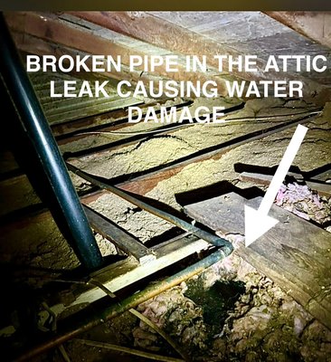 Attic Pipe Repair - Customer had a leak in his attic. We came out same day, We located the leak and repaired the copper piping.