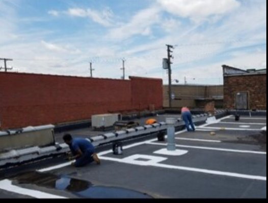 Flat Roof Repair 2022 - This flat roof was leaking EVERYWHERE. We assessed the situation and worked with the building owner to reach the best solution possible. Closed all the seams and open penetrations, and then coated the entire roof to make it waterproof. Huge rain storm 3 days later, building was dry as a bone. Very happy customer.