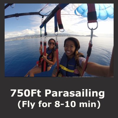 Get $25 OFF with coupon Yelp25 - 750Ft Parasailing. Fly for 8-10 min. $72 - 1000Ft Parasailing. Fly for 8-10 min.