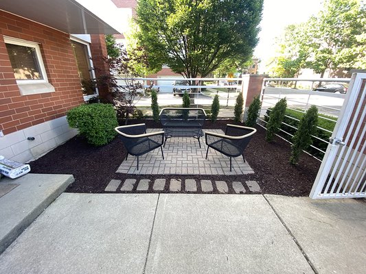 Small patio and yard renovation - We cleaned up an overgrown outdoor sitting area, removed weeds and unwanted growth, prepared the surrounding beds, installed fresh mulch, added a clean paver walkway detail, and planted privacy evergreens along the fence.
The space was transformed from an overgrown patio into a cleaner, more comfortable area for morning coffee, relaxing, and spending time with family or friends. Small patio and yard renovation - We cleaned up an overgrown outdoor sitting area, removed weeds and unwanted growth, prepared the surrounding beds, installed fresh mulch, added a clean paver walkway detail, and planted privacy evergreens along the fence.
The space was transformed from an overgrown patio into a cleaner, more comfortable area for morning coffee, relaxing, and spending time with family or friends.
