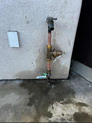 Replaced the 3/4 inch ball valve and installed a 3/4 inch double union pressure regulator - Replaced the 3/4 inch ball valve and installed a 3/4 inch double union pressure regulator Replaced the 3/4 inch ball valve and installed a 3/4 inch double union pressure regulator - Replaced the 3/4 inch ball valve and installed a 3/4 inch double union pressure regulator