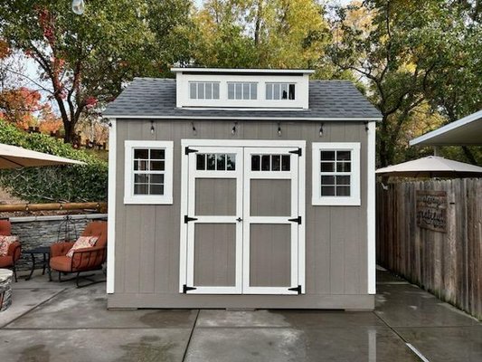 10'x12' Transom Window Dormer Shed- Poolside hangout - This was a custom Shed with Transom Window Dormer, 8ft walls and extra tall doors and extra windows for lots of lite built in Folsom. Clients will be making it into a cool poolside hang out. 10'x12' Transom Window Dormer Shed- Poolside hangout - This was a custom Shed with Transom Window Dormer, 8ft walls and extra tall doors and extra windows for lots of lite built in Folsom. Clients will be making it into a cool poolside hang out.
