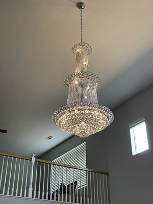New amazing lighting! - Installed new chandelier where ceiling fan was. Another satisfied customer! If you need new lighting installed, let us know! New amazing lighting! - Installed new chandelier where ceiling fan was. Another satisfied customer! If you need new lighting installed, let us know!