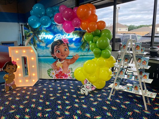 Moana Club Bear Party - An amazing Moana-themed party set up by one of our Club Bear customers! We're the perfect venue for custom private parties. Bring your own decorators and catering!