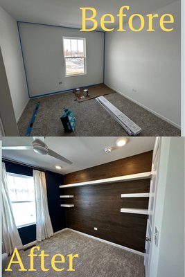 Remodeling computer room - We recently transformed a basic computer room into a modern, cozy workspace!
One accent wall was freshly painted to add character, custom white shelves were installed for both style and storage, and we added decorative laminate for a sleek finish. The final touch? Brand-new ceiling lighting and a ceiling fan to keep the space bright and comfortable.
Looking to upgrade your home office or creative space? Let’s make it happen! Remodeling computer room - We recently transformed a basic computer room into a modern, cozy workspace!
One accent wall was freshly painted to add character, custom white shelves were installed for both style and storage, and we added decorative laminate for a sleek finish. The final touch? Brand-new ceiling lighting and a ceiling fan to keep the space bright and comfortable.
Looking to upgrade your home office or creative space? Let’s make it happen!