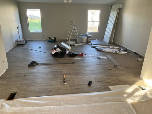 Kitchen, living room and bathroom LVP install - A customer reached out to have us come out and lay the flooring they purchased.