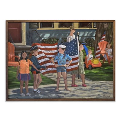 Framing for Artist Peter Damon - “Parade Day” 40x30 oil on canvas by @paintingsbypeted framed in walnut with maple splines and backed with a strainer.

We are grateful to have such talented customers like Peter. Thank you Peter for entrusting us to finish your oil paintings in our handmade frames.