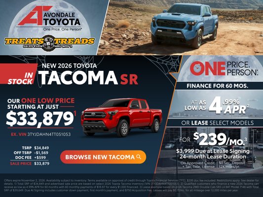 Monthly Specials! - Your search for savings ends here! Experience the transparency of our One Price, One Person business model at Avondale Toyota. Visit our website to learn more about our latest vehicle specials!