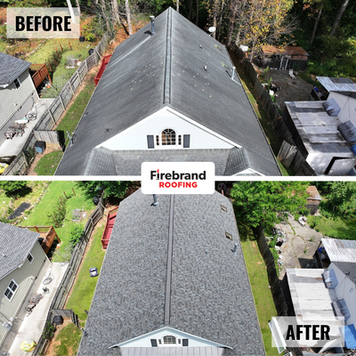 Exterior Transformations Across Georgia. Roofing, Gutters & Repairs. - This portfolio showcases a collection of before-and-after projects completed by Firebrand Roofing in multiple Georgia communities, including roof replacements, gutter cleaning, fascia and soffit repairs, and exterior paint improvements.

Each project reflects our commitment to protecting homes from weather damage while improving curb appeal and long-term durability. From replacing aging shingles to restoring proper drainage and repairing vulnerable wood components, our team delivers solutions that prevent costly future repairs.

Homeowners across Georgia trust Firebrand Roofing for honest inspections, clear communication, and clean, professional job sites. Whether addressing storm damage, routine maintenance, or full exterior upgrades, we help families protect their investment and keep their homes looking their best.

📍 Serving homeowners throughout the greater Atlanta area and surrounding Georgia cities.
📞 Contact us to schedule a free inspection and discover the right solution for your home.