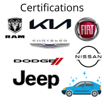 Certifications - Here are our car brand certifications we hold which demonstrates expertise in repairing these car brands.