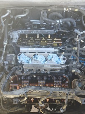 V6 3.7L - This Acura MDX was leaking oil very very very badly. It was taken to a shop where all they did was put a new drain plug. Customer inquired with me and I fixed all the leaks. Valve cover gaskets, oil filter housing gaskets, and oil pan gasket. V6 3.7L - This Acura MDX was leaking oil very very very badly. It was taken to a shop where all they did was put a new drain plug. Customer inquired with me and I fixed all the leaks. Valve cover gaskets, oil filter housing gaskets, and oil pan gasket.