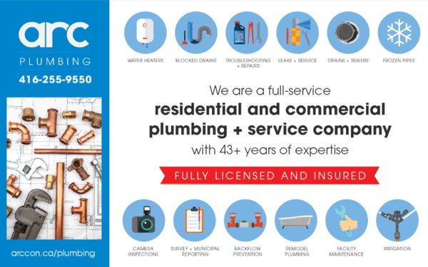 Commercial Plumbing & Drain - Since 1974 arc has completed hundreds of commercial plumbing projects including new construction, renovations, maintenance, or upgrades on offices, retailers, factories, service providers, and other commercial locations. This includes renovating high-volume food service outlets while ensuring that the store or restaurant can continue operating while being renovated. Our work includes stand-alone buildings, inline units in malls and power centres, and kiosks. Commercial Plumbing & Drain - Since 1974 arc has completed hundreds of commercial plumbing projects including new construction, renovations, maintenance, or upgrades on offices, retailers, factories, service providers, and other commercial locations. This includes renovating high-volume food service outlets while ensuring that the store or restaurant can continue operating while being renovated. Our work includes stand-alone buildings, inline units in malls and power centres, and kiosks.