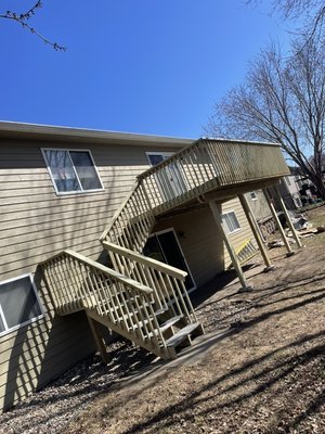 Large composite deck - Large 12’X24’ mid elevation green treated deck with composite decking Large composite deck - Large 12’X24’ mid elevation green treated deck with composite decking