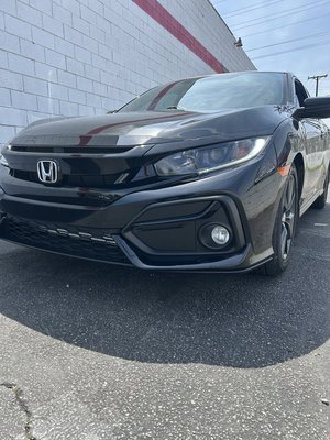 2019 Honda Civic Hatchback front collision repair process - 2019 Honda Civic Hatchback came in after a front collision, front bumper, radiator, condenser, radiator support had to be replaced. In the pictures depicted, you will see the repairs.