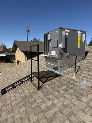 3.5 ton package unit with curb - 3.5 ton package unit replaced. Had to remove and install new curb. Old system did not have a direct swap option but no problem. 3.5 ton package unit with curb - 3.5 ton package unit replaced. Had to remove and install new curb. Old system did not have a direct swap option but no problem.
