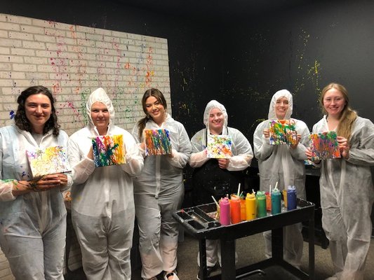 Splatter Paint Room - Our splatter paint room is perfect for a birthday party, date night, girls night out, staff outing or just for fun! Send us an email to book your time in our room! info@brushandbarrel.com