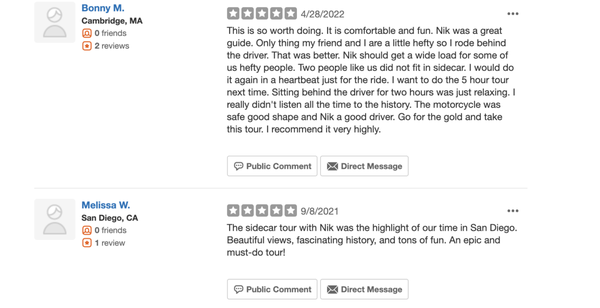 Top Reviews rom Our Customers - Hear straight from our customers why Pegasus Sidecar Tours is elite!