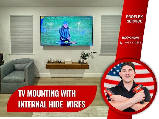 TV mounting with internal  hide wires. - TV mounting with internal  hide wires.