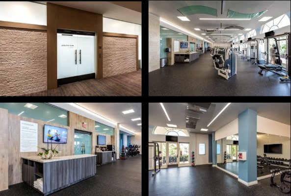 Miraval Fitness Center Renovation – Monarch Beach Resort, Dana Point - Complete renovation of the Miraval Fitness Center at Monarch Beach Resort in Dana Point. The project focused on creating a modern, high-end fitness environment with upgraded flooring, lighting, wall finishes, reception areas, workout spaces, mirrors, and custom architectural details throughout.