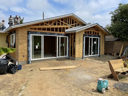 Master bedroom, bathroom, family room addition. - This addition was done in the back of the house so the family would have better access to their large backyard.  The large sliding g doors were installed to create more of an indoor / outdoor lifestyle.