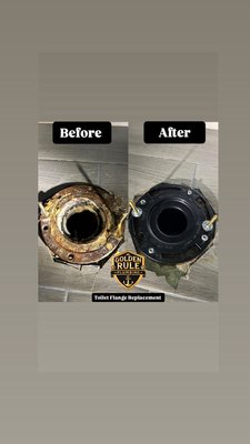 Toilet Flange Replacements - Toilet flange replacements. Different locations.