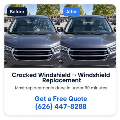 Auto Glass Services Before/After - Sample before-and-after images showing what to expect from our auto glass services. Cracked windshields, broken side windows, shattered back glass, sunroofs, mirrors, and stuck windows. Most jobs done same-day with a lifetime warranty. Mobile service across Los Angeles, Orange County, and San Bernardino counties. Call or text (626) 447-8288 for a free quote. Auto Glass Services Before/After - Sample before-and-after images showing what to expect from our auto glass services. Cracked windshields, broken side windows, shattered back glass, sunroofs, mirrors, and stuck windows. Most jobs done same-day with a lifetime warranty. Mobile service across Los Angeles, Orange County, and San Bernardino counties. Call or text (626) 447-8288 for a free quote.