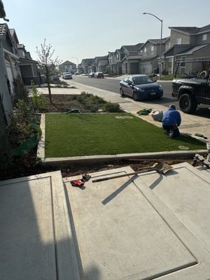 Project 3: Cement, Steps, Turf, and Backyard Retaining Wall - This project I installed cement, steps, turf, and backyard retaining wall for client.