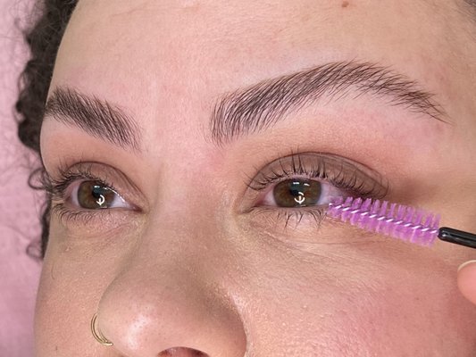 Brow Lamination - Brow Lamination
Brow Lamination is a chemical service shifting your brow hair direction into a full & fluffy shape, similar to perming. By fanning out the brow hair, it can make the brow appear bigger and less sparse. This service will last up to 8 weeks. Also suitable for those that have had microblading or ombre shading.
