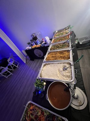 Full catering Buffet tables - We set up a complete Buffet table with the Chaffing dishes, the sternols fire, the tables and table cloth and we provide the servers. Full catering Buffet tables - We set up a complete Buffet table with the Chaffing dishes, the sternols fire, the tables and table cloth and we provide the servers.