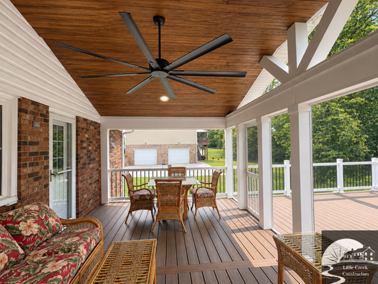 Walkertown, NC Trex Composite Deck and Screened Porch - This Walkertown, NC project features Trex Toasted Sand composite decking paired with RDI white composite railing and black balusters for a clean, classic look. We also created a spacious screened porch that gives the homeowners a comfortable place to relax and entertain. The low-maintenance materials provide lasting beauty without the upkeep of traditional wood decking. Another backyard transformed into an outdoor living space designed to be enjoyed for years to come. Walkertown, NC Trex Composite Deck and Screened Porch - This Walkertown, NC project features Trex Toasted Sand composite decking paired with RDI white composite railing and black balusters for a clean, classic look. We also created a spacious screened porch that gives the homeowners a comfortable place to relax and entertain. The low-maintenance materials provide lasting beauty without the upkeep of traditional wood decking. Another backyard transformed into an outdoor living space designed to be enjoyed for years to come.