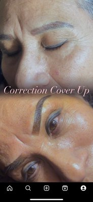 Color Correction Cover Ups - Color correction cover up doing Ombré Powder brows on old previous tattoo work done by another artist Color Correction Cover Ups - Color correction cover up doing Ombré Powder brows on old previous tattoo work done by another artist