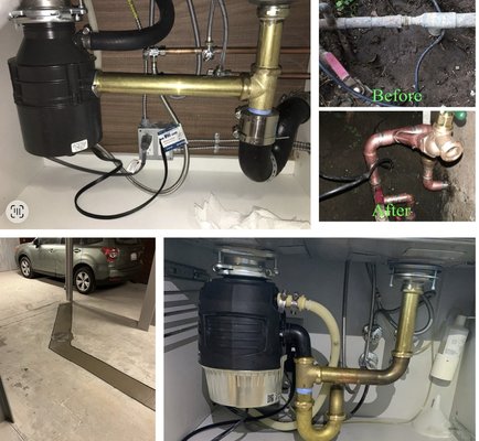 Garbage disposals and MORE! - From garbage disposals to pressure regulators and everything in between.

A collection of garbage disposal replacements and installations completed for residential kitchens

Repipe for copper water main line with new shut off valve and regulator
