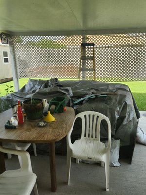 Furniture Removal - Homeowner bought a new couch and needed the old 5 piece sectional removed from the patio.  Furniture Removal - Homeowner bought a new couch and needed the old 5 piece sectional removed from the patio. 