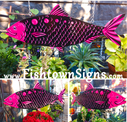 The Pink Jawn - Hello and check out this fintastic sign I just finished. It’s hot pink and black with a clear gloss finish, painted intentionally to add a big splash of color anywhere she, or he hangs.
This is a double-sided wood sign measuring 24”x 12" and is ½” thick. I always use high-quality materials and deliver your fish fully assembled and ready to hang. The Pink Jawn - Hello and check out this fintastic sign I just finished. It’s hot pink and black with a clear gloss finish, painted intentionally to add a big splash of color anywhere she, or he hangs.
This is a double-sided wood sign measuring 24”x 12" and is ½” thick. I always use high-quality materials and deliver your fish fully assembled and ready to hang.