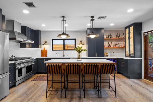 Enfield Kitchen Remodeling - Newly remodeled kitchen in Encino, this Kitchen features new, 2 tone shaker style cabinet and a spectacular kitchen island with modern bar top stools Enfield Kitchen Remodeling - Newly remodeled kitchen in Encino, this Kitchen features new, 2 tone shaker style cabinet and a spectacular kitchen island with modern bar top stools